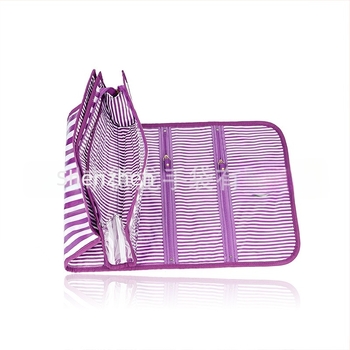 Torbica za nakit SN9597, poliester, torba za nakit u japanskom stilu, prugasti uzorak, meka