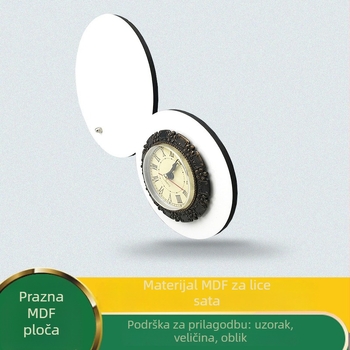 Prilagođeni brojčanik sata s sublimacijom toplinskog prijenosa, bijela ploča, drveni kućište, mehanički hod, ispisani logo