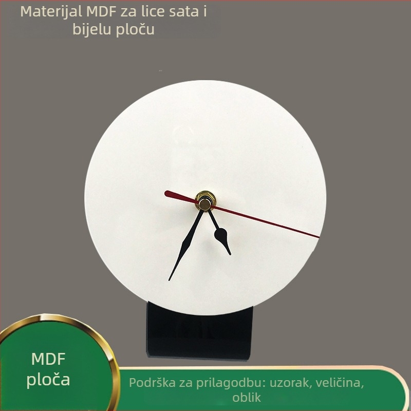 Prilagođeni brojčanik sata s sublimacijom toplinskog prijenosa, bijela ploča, drveni kućište, mehanički hod, ispisani logo