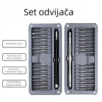 30-u-1 magnetski produženi odvijač set S2 vrhova, od 45# čelika