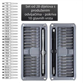 30-u-1 magnetski produženi odvijač set S2 vrhova, od 45# čelika