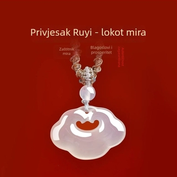 Privjesak od prirodnog bijelog ahata s motivom sretnih oblaka, nišni nakit u novom kineskom stilu, ogrlica za rođendan najbolje prijateljice