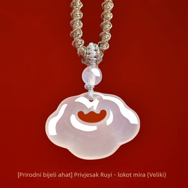 Privjesak od prirodnog bijelog ahata s motivom sretnih oblaka, nišni nakit u novom kineskom stilu, ogrlica za rođendan najbolje prijateljice