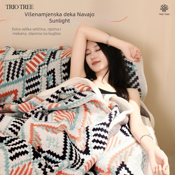 Pletena kauč deka u boemskom stilu (geometrijski uzorak, poliester materijal, proljeće-jesen, 450–2000 g)