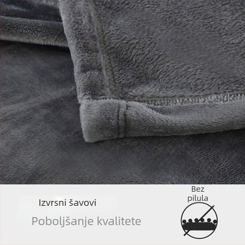 Zimski flanelni pokrivač, pokrivač za odmor, 200×230 cm, svijetlosiva jednobojna, prilagodljiv za urede, hoteli i domove studenata