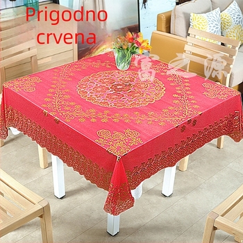 PVC kvadratni stolnjak, novokineskog stila, debeli i vodootporni, za konferencijske stolove i uredske stolove (PVC, kvadratni, debeli, vodootporni)