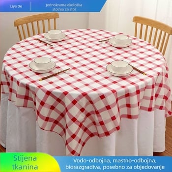 Jednokratni pravokutni plastični stolnjak, ojačan, vodootporan i otporan na masnoću, karirani uzorak, prilagodljiv za hotele i restorane