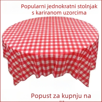 Jednokratni stolnjak, plastični (PE/polyethylene), karirani uzorak (plaid), pravokutni oblik, INS stil, marka Qi lu