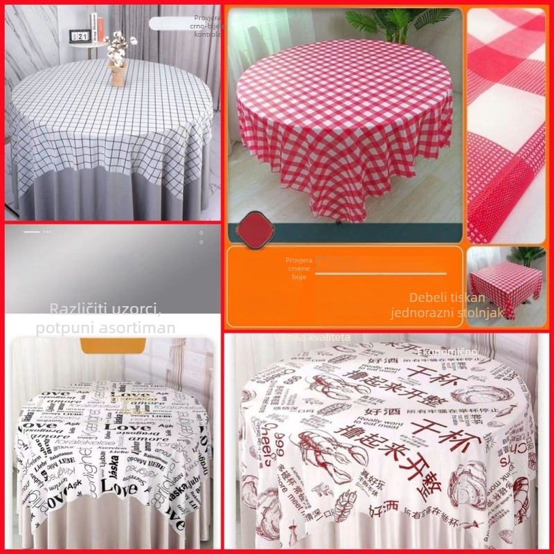 Jednokratni stolnjak, plastični (PE/polyethylene), karirani uzorak (plaid), pravokutni oblik, INS stil, marka Qi lu