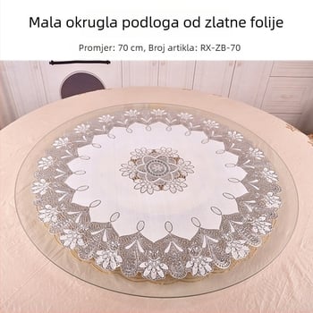 PVC stolnjak u europskom stilu s zlatnim urezom, otporan na masnoće, okrugli, za hotele, promjer 70 cm, klasičan europski dizajn