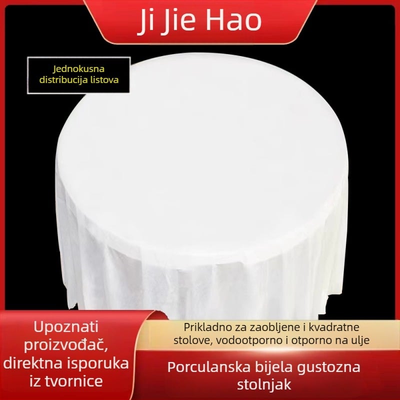 Jednokratni stolnjak; debeli PE plast; porcelanski uzorak; kvadratnog oblika; 10 komada