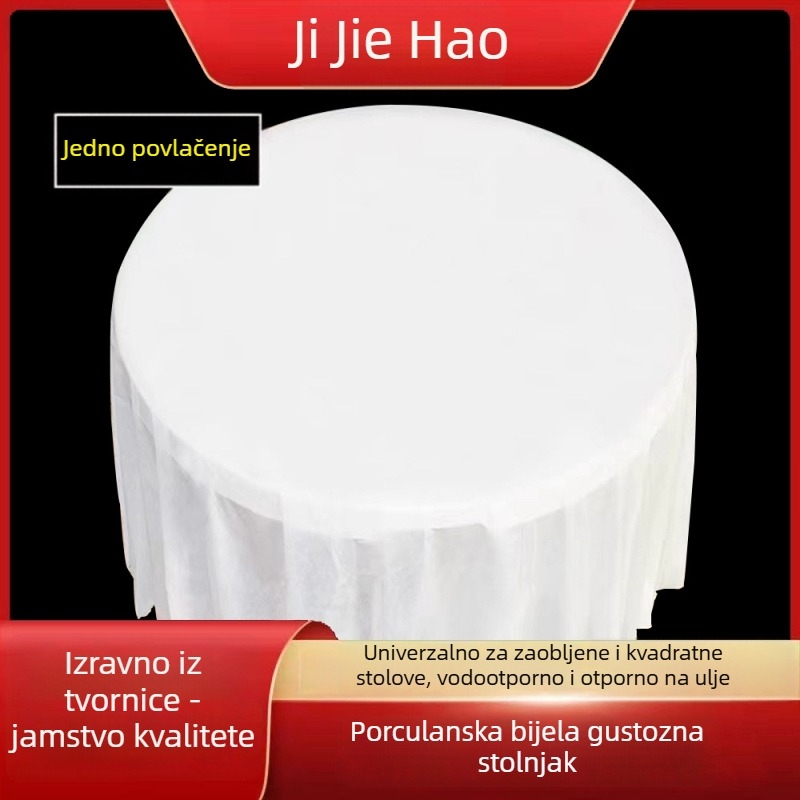 Jednokratni stolnjak; debeli PE plast; porcelanski uzorak; kvadratnog oblika; 10 komada