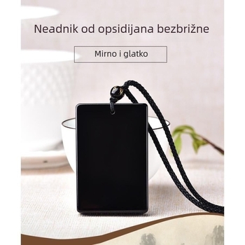 Unisex privjesak od prirodnog obsidijana s talismanom za mir, motiv životinja/zodijak, polirani završetak