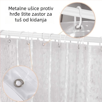 3D vodeni kockasti prozirni tuš zavjesa, vodootporna, otporna na plijesan, EVA materijal, minimalistički stil, uzorak kristalne mreže