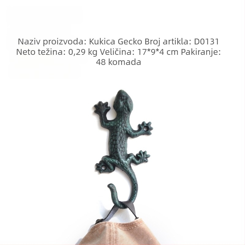 Yicheng kovanog željezni Gecko kuka - Jednostruki kuk, nosivost 30 kg, vrt/zavjesa