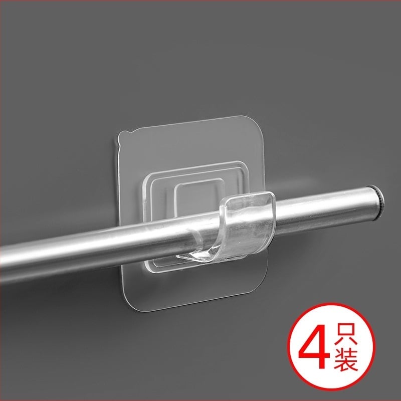 LJ bezbušilni ljepiljivi teleskopski držač za zavjesu i držač ručnika, set od 4 komada, materijal PS, moderni minimalistički stil, nosivost do 2 kg