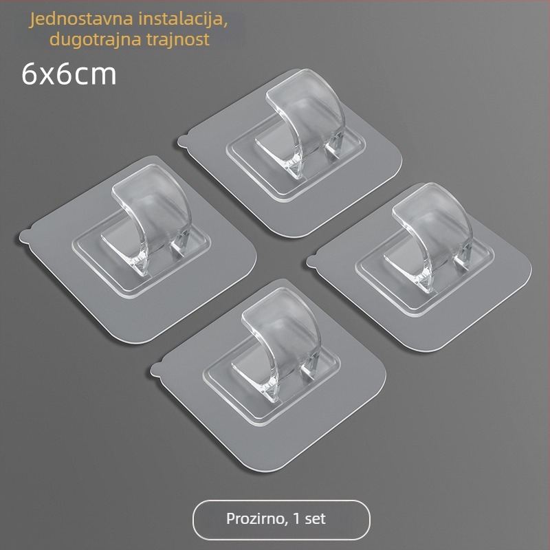 LJ bezbušilni ljepiljivi teleskopski držač za zavjesu i držač ručnika, set od 4 komada, materijal PS, moderni minimalistički stil, nosivost do 2 kg