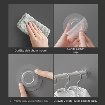 Ljepljivi teleskopski držač za zavjese i ručnike, bez bušenja, PS materijal, nosivost 2 kg, moderan minimalistički stil, set od 4 kom