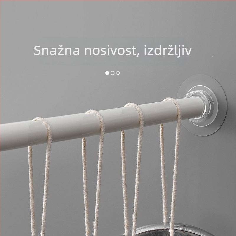Ljepljivi teleskopski držač za zavjese i ručnike, bez bušenja, PS materijal, nosivost 2 kg, moderan minimalistički stil, set od 4 kom