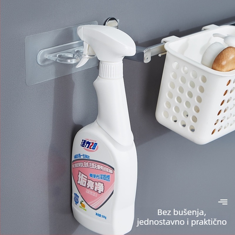 PP dvostruki zidni kuk za odlaganje dezinficijensa za ruke, nosač zavjese i multifunkcionalna zidna polica, nosivost 5 kg