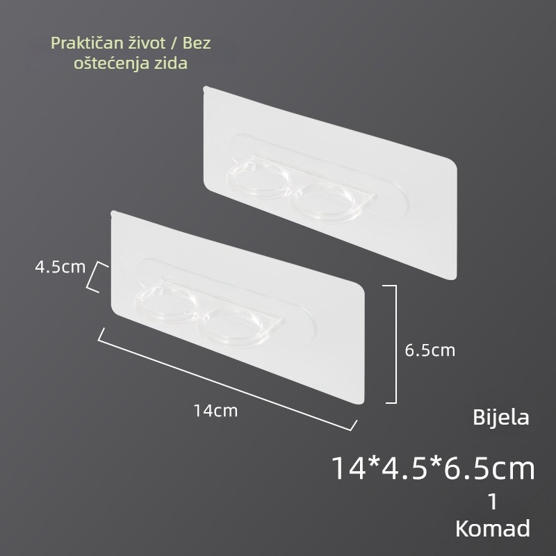 PP dvostruki zidni kuk za odlaganje dezinficijensa za ruke, nosač zavjese i multifunkcionalna zidna polica, nosivost 5 kg