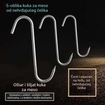 Nerđajući čelični S-oblik kuka za zavjese s kružnim okom, nosivost 1 kg