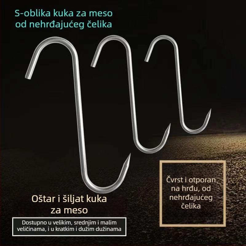 Nerđajući čelični S-oblik kuka za zavjese s kružnim okom, nosivost 1 kg