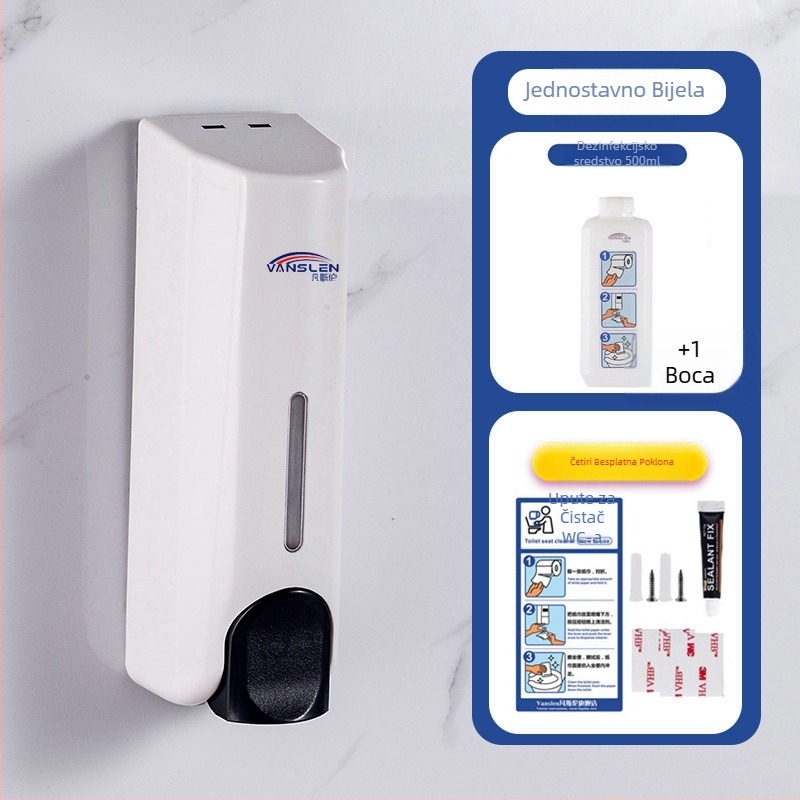 Uređaj za dezinfekciju javne WC sjedalice, zidni nosač, plastično tijelo, lakiran završetak, ručno pritiskanje