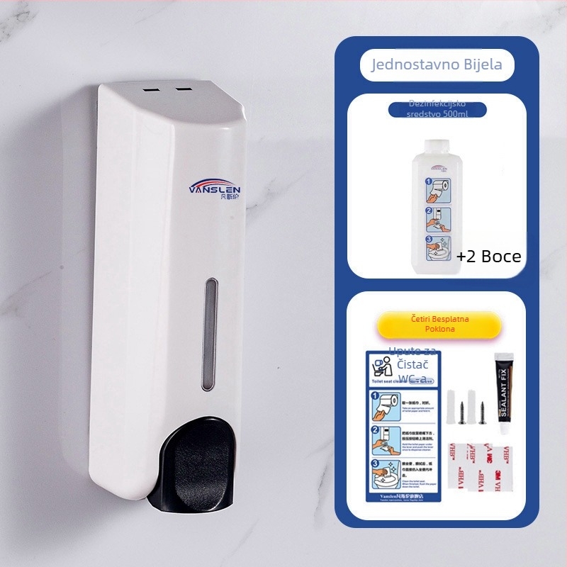Uređaj za dezinfekciju javne WC sjedalice, zidni nosač, plastično tijelo, lakiran završetak, ručno pritiskanje