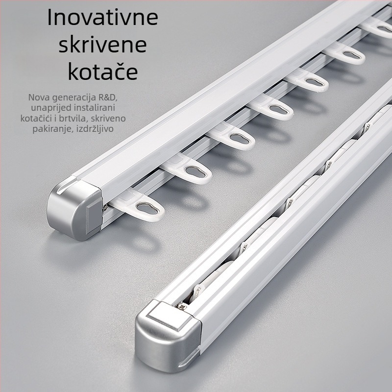 Aluminijski teleskopski štap za zavjese, ravna šina, nevidljiva klizna, nano-tiha, model 20/23