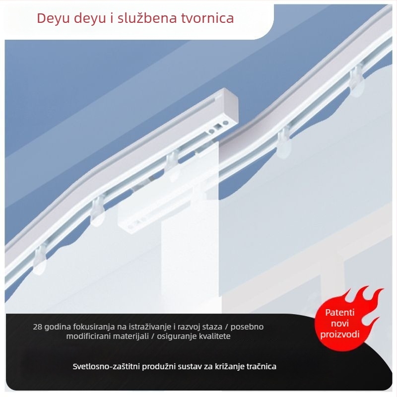 Završna šina za zavjese, grafen materijal, tiho klizanje, lukovno-križno vodoravno podesivo, SI standardni model