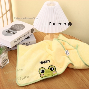 Set ručnika za kupanje s crtanim žabom – koralni velur, upija vodu, bez dlačica