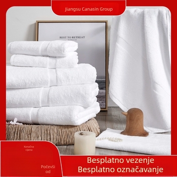 Hotelski ručnik, 100% pamuk, jednoplasta vlakna 16s, obrubljen, spiralna petlja, 50–60 g, visoka upijavost