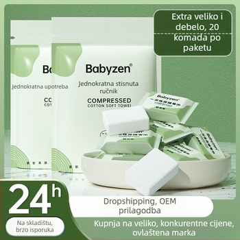 Babyzen komprimirani ručnik za lice – pamuk, preko 50 g, čišćenje i uklanjanje šminke, rok trajanja 3 godine.