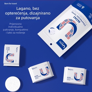 USTEL Jednokratna komprimirana maramica za lice – netkani materijal, ≥50 g, 6 kom./vrećica, 288 vrećica u kutiji