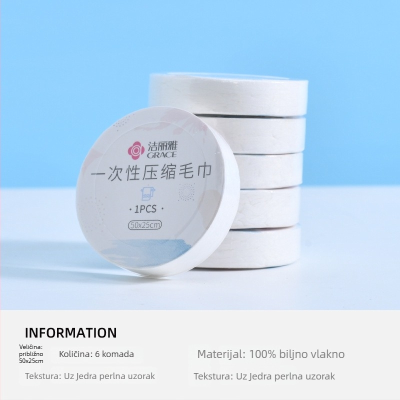 Jednokratna komprimirana krpa za lice od biljnog vlakna, više od 50 g, marka Grace/Jielia, kompresirana krpa za putovanja i hotele, prijenosni četvrtasti ručnik