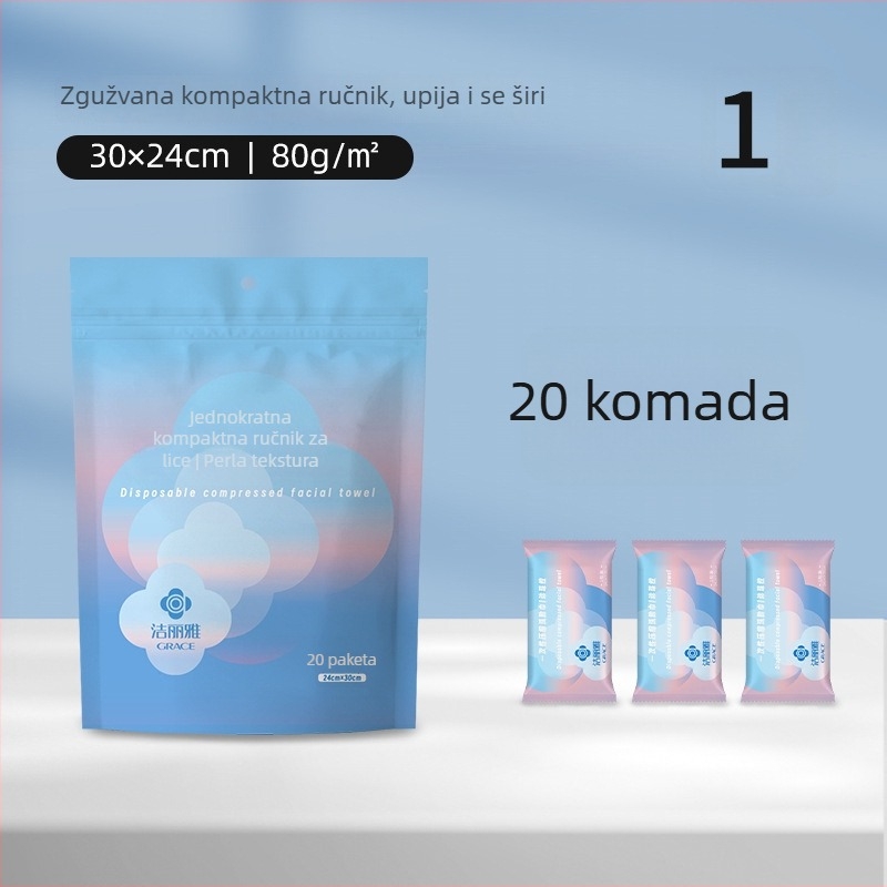 Grace/Jie Liya komprimirana maramica za lice, jednokratno pakiranje, zgostljena i povećana, vlakna regenerirane celuloze, 50 g i više
