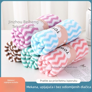 Ručnik za lice od koralnog flisa, uzorak vodnih valova, 60 g, ravno tkanje