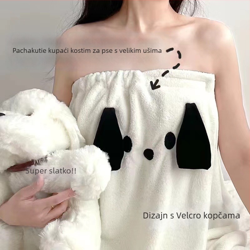 Crtić Winnie the Bear trodijelni set za kupanje: ručnik od coral fleecea, ogrtač i kapa za sušenje kose – 301–350 g, jednostavno tkanje