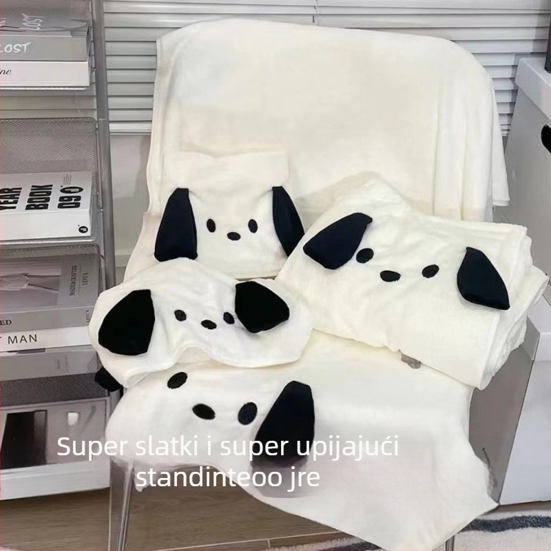 Crtić Winnie the Bear trodijelni set za kupanje: ručnik od coral fleecea, ogrtač i kapa za sušenje kose – 301–350 g, jednostavno tkanje