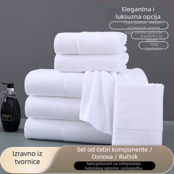 Hotelski ručnici od 100% pamuka, 150 g, 16s pređa, višestruko pletivo (ply), vezenje i šivanje, jednostavna tkanina, apsorpcija 11–15 s