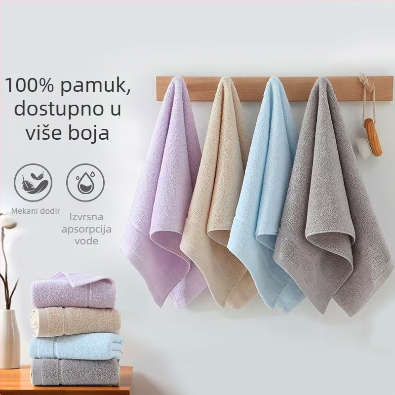 Dvostruki set pamukovih ručnika za lice, 32s pređa, 90 g, vez i završni šav, Little jushi