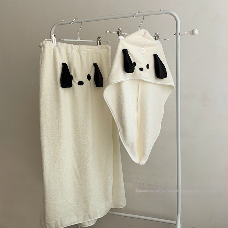 Set ručnika za kupaonicu s karikaturnim psom, uključuje wrap kupaću haljinu i kapu za sušenje kose; coral fleece; 260 g/m2; serija Finding Nemo; moguć tisak logotipa