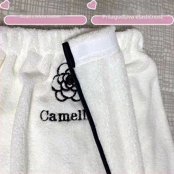 Camellia trodijelni set za kupanje: nosiva ručnik-omotnica, kapu za sušenje kose, koralni fleece, poliester materijal, 230 g