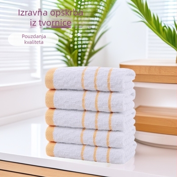 Bijeli pamučni ručnik s jacquard uzorkom ananasa, sjajan saten efekt, zlatna i siva rubna obruba, za kupanje, hotele i smještaj, s izvezenim logotipom