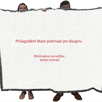 Pamuk deka s 3D digitalnim printom, geometrijski uzorak, resice i vezenje