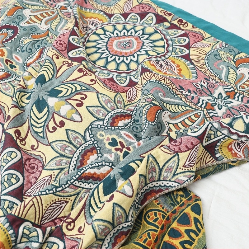 Pamukova deka za kauč, skandinavski stil, motiv biljaka i cvijeća, 1000–1499 g, pogodna za sve sezone