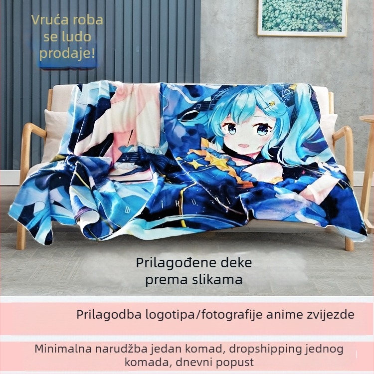 Lagano flanelno deka s digitalnim printom, motiv crtanih likova, ispod 300 g, pogodno za proljeće i jesen
