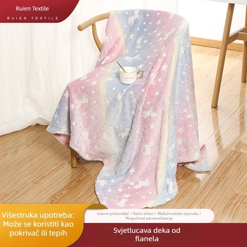 Svjetleća flanel deka, 100% poliester, za sve sezone, moderni minimalistički stil