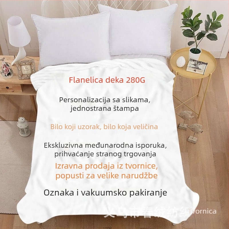 Poliesterska deka s digitalnim tiskom, 280 g/m², zima, prilagodljivo postupanje, 3% skupljanje